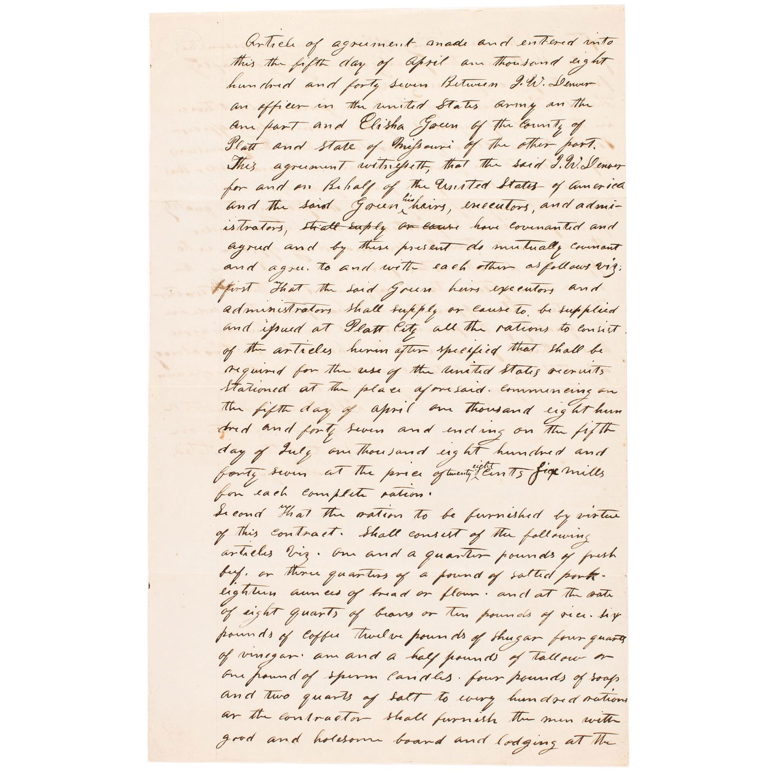 1847 JAMES W DENVER SIGNED