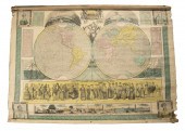 1847 WALL MAP "THE WORLD AT ON