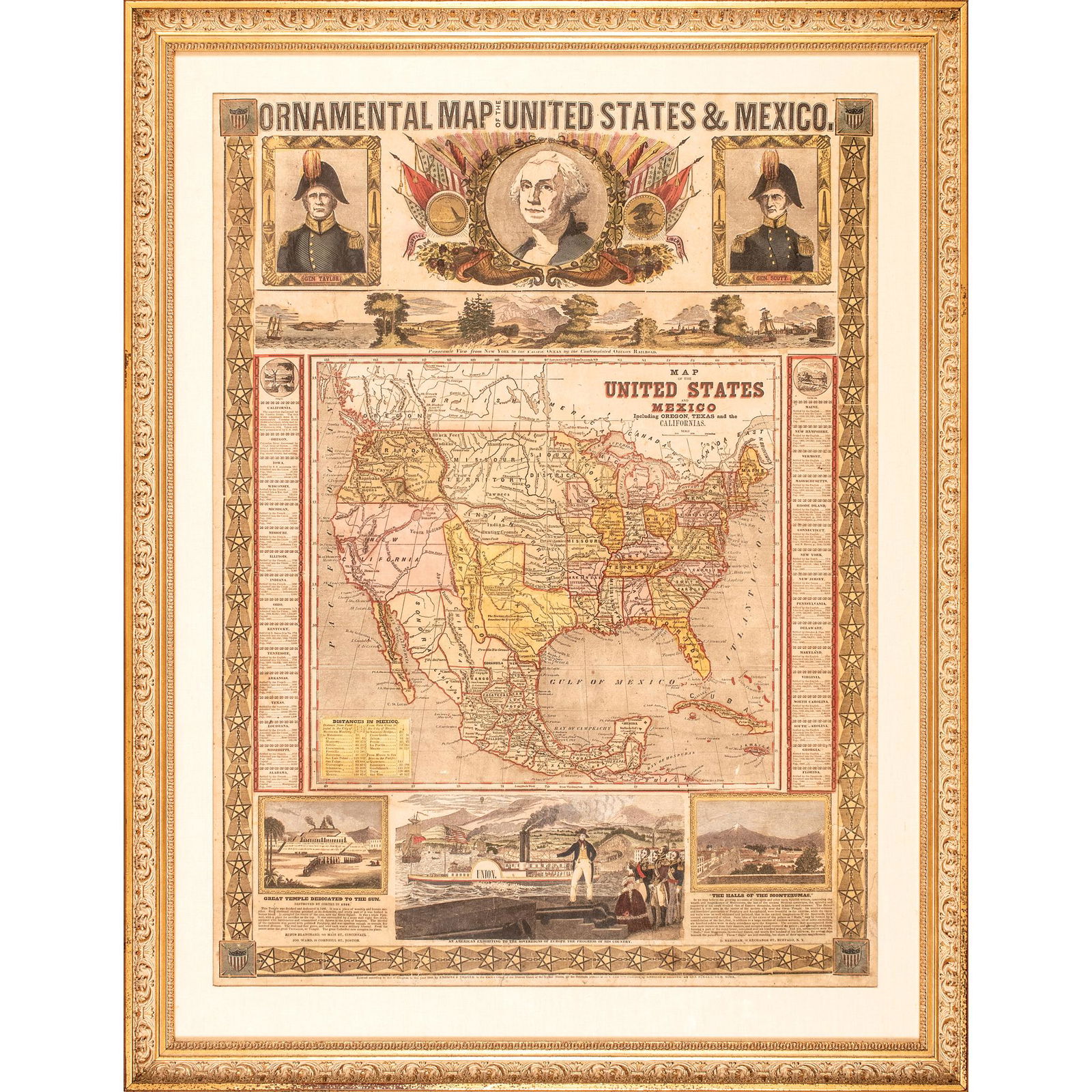 1848 HANDCOLORED U.S. + MEXICO