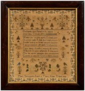1848 three-verse sampler, silk
