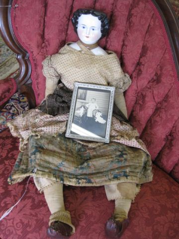 1850's China Head Doll molded black