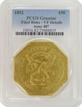 1852 GOLD $50 U.S. ASSAY OFFIC