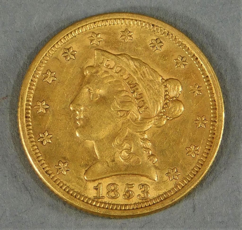 1853 $2 1/2 DOLLAR LIBERTY HEAD