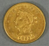 1853 $2 1/2 DOLLAR LIBERTY HEA