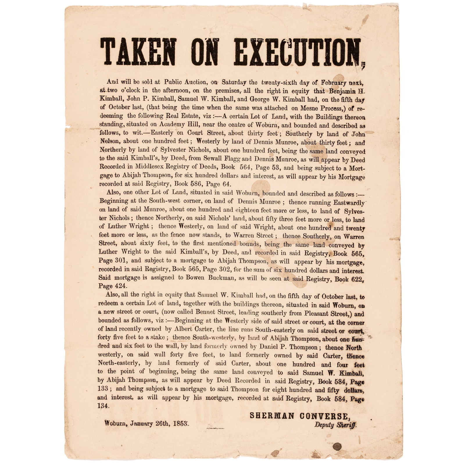1853 BROADSIDE BOLDLY HEADED: TAKEN