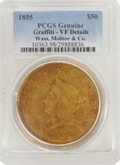 1855 GOLD $50 COIN, CALIFORNIA
