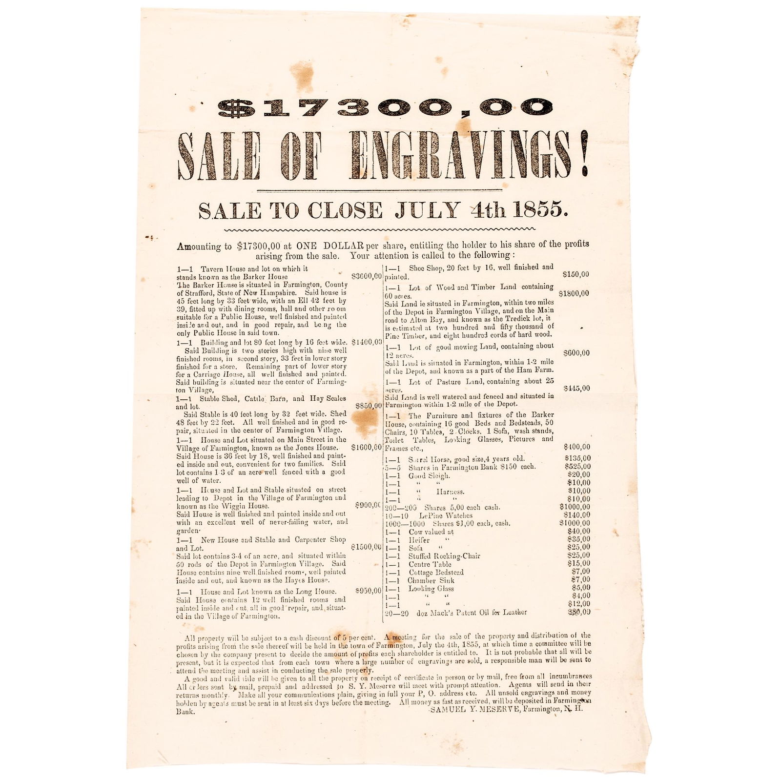 1855 NEW HAMPSHIRE LOTTERY GROUP OF