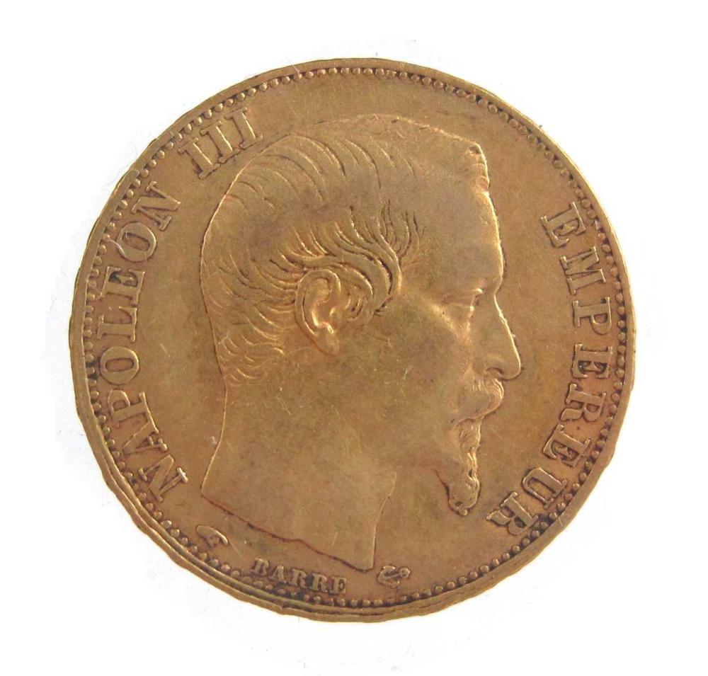 1856 FRENCH TWENTY FRANCS GOLD