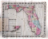 1856 MAP OF FLORIDA COLTON, HA