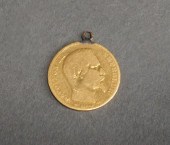 1856 TWENTY FRANC GOLD COIN (S