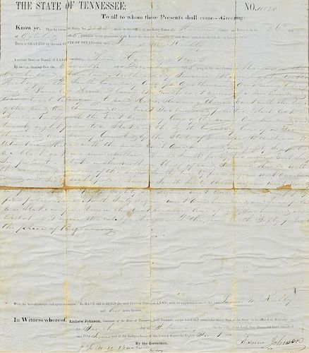 1857 ANDREW JOHNSON SIGNED LAND