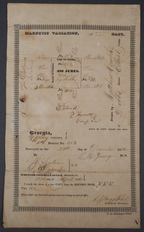 1860 GEORGIA LAND DOCUMENT,
