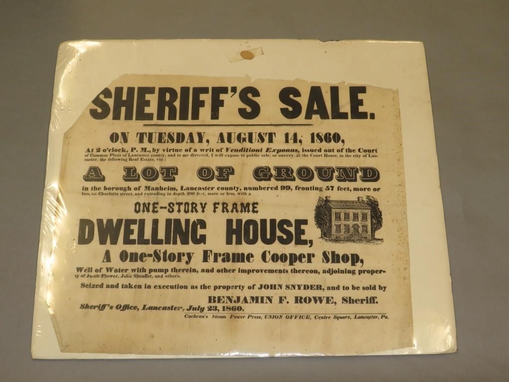 1860 "SHERIFF'S SALE"