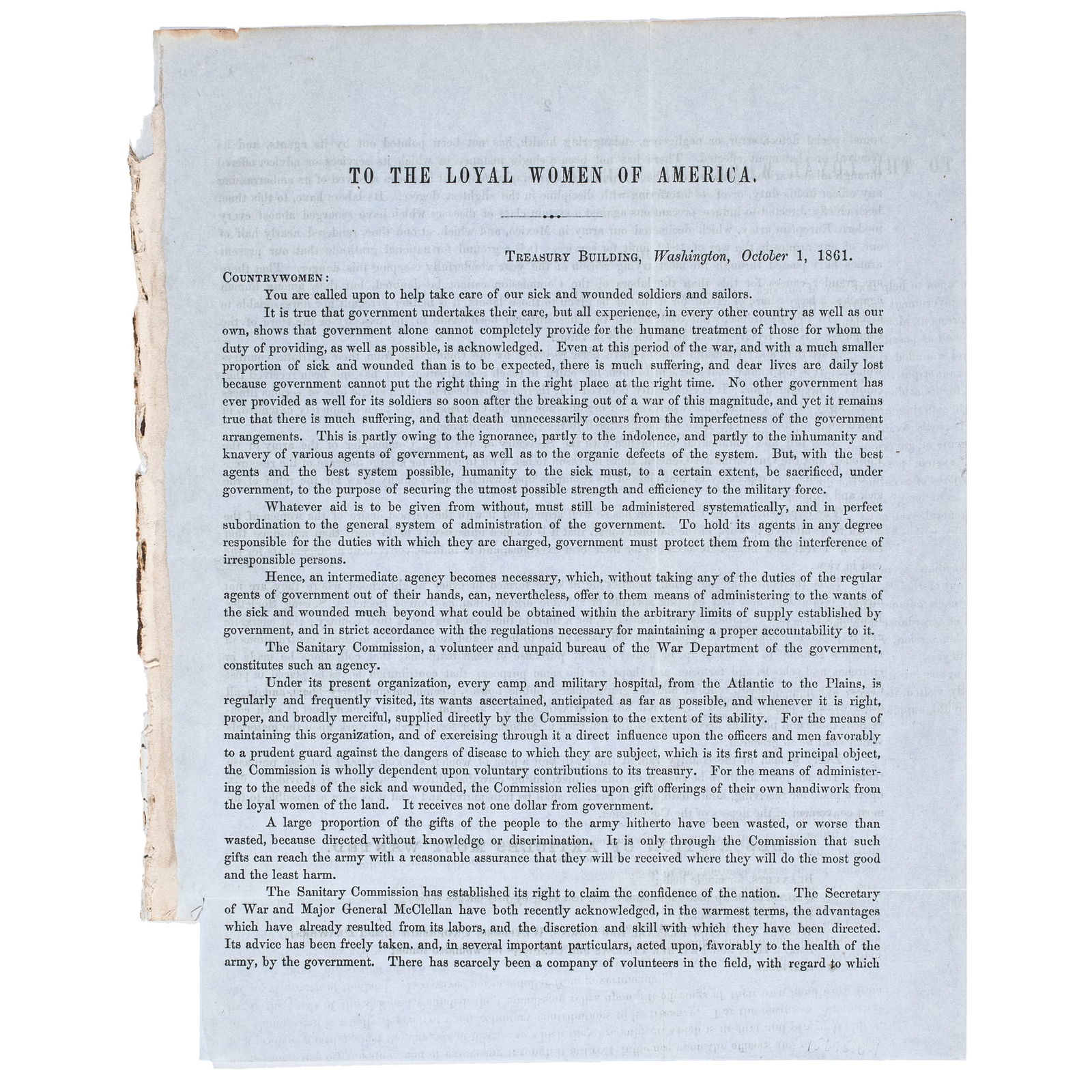 1861 PRINTED CIRCULAR LETTER, A