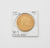 1861 S $20 GOLD LIBERTY HEAD D