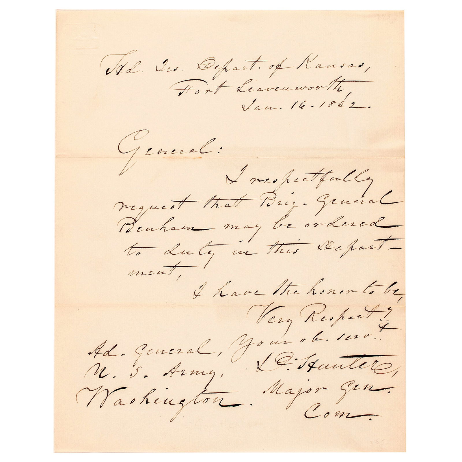 1862 CIVIL WAR DATED, UNION GENERAL