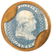 1862 CIVIL WAR, ENCASED POSTAG