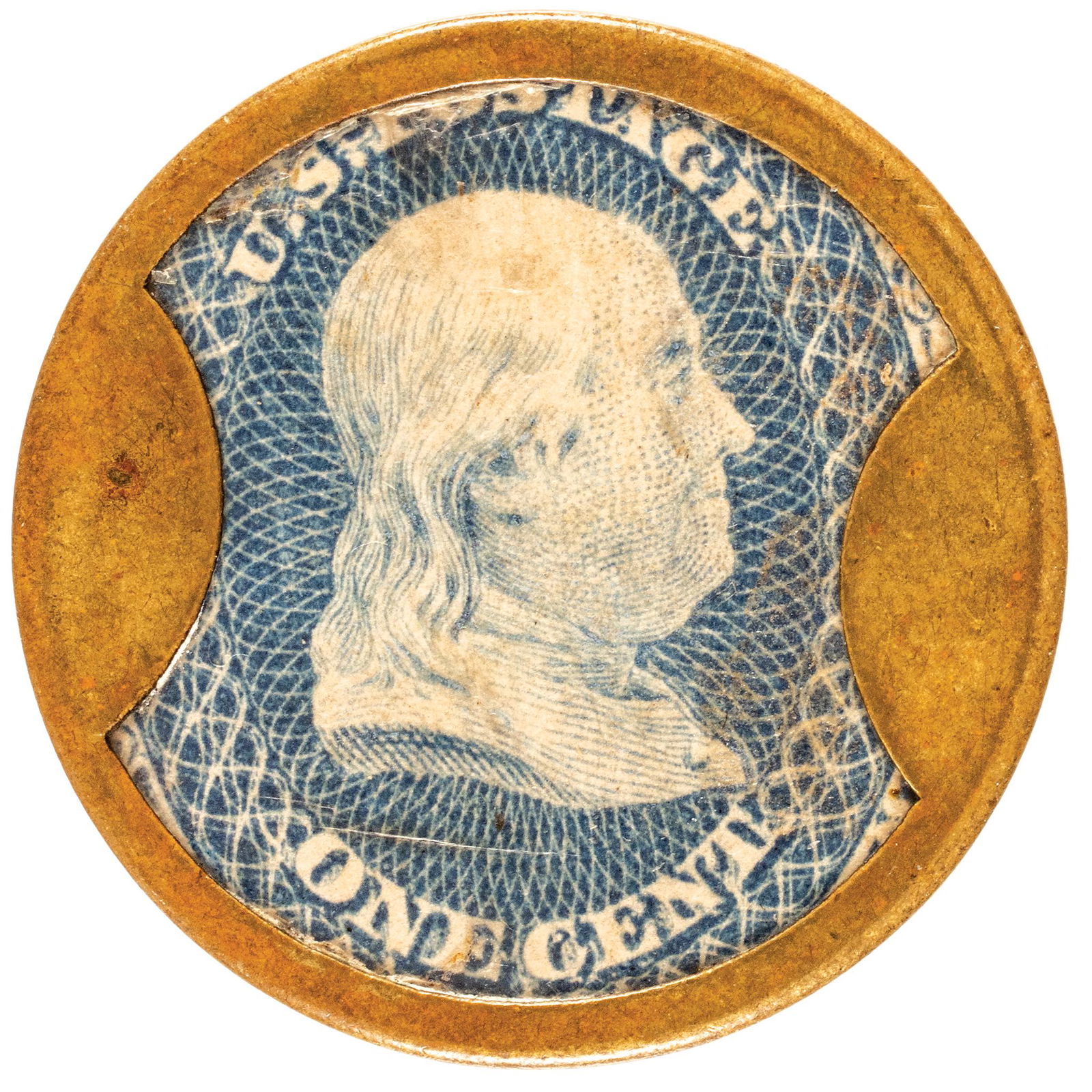 1862 CIVIL WAR, ENCASED POSTAGE