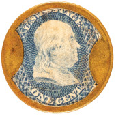 1862 CIVIL WAR, ENCASED POSTAG