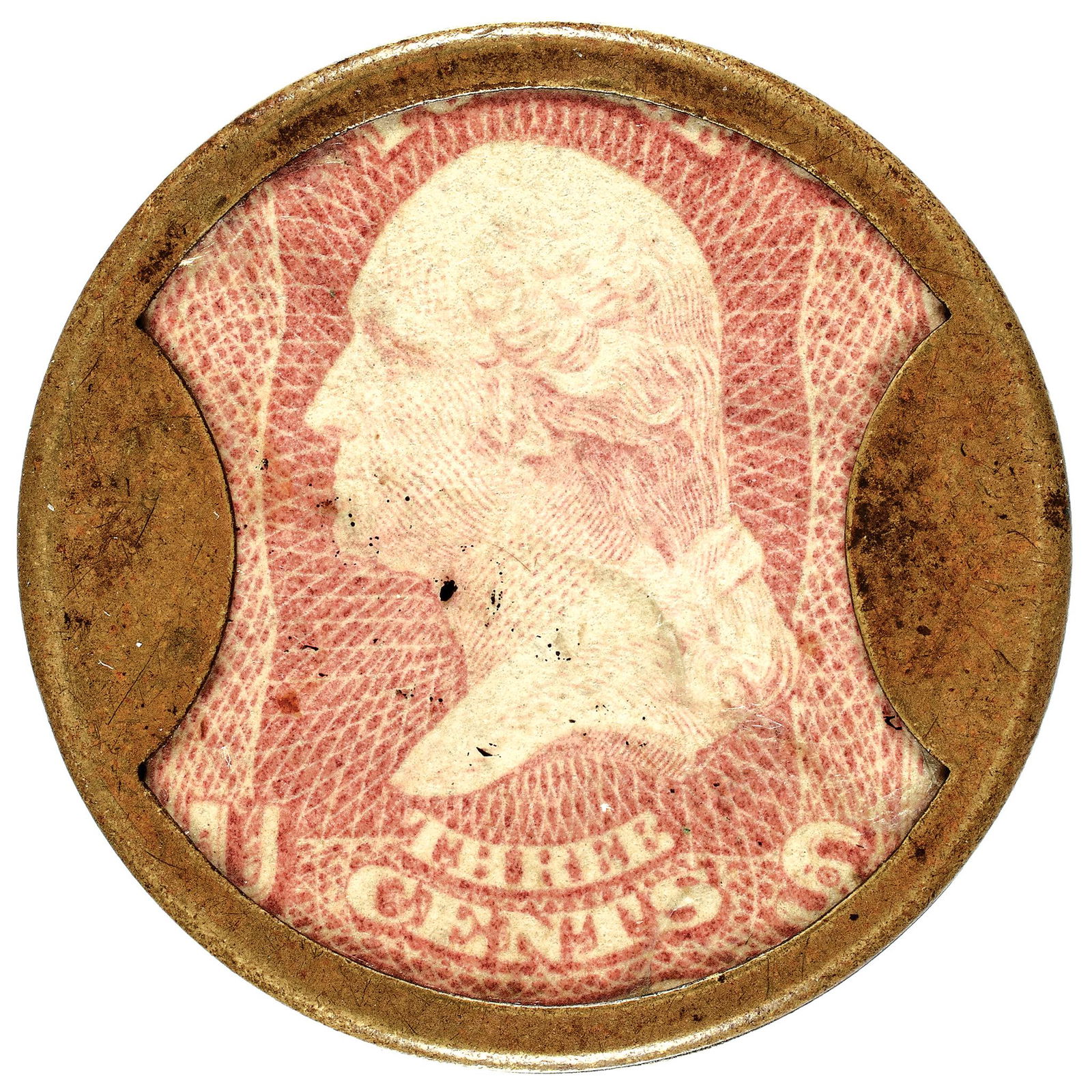 1862 CIVIL WAR, ENCASED POSTAGE