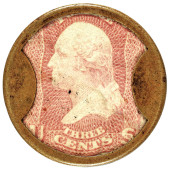 1862 CIVIL WAR, ENCASED POSTAG