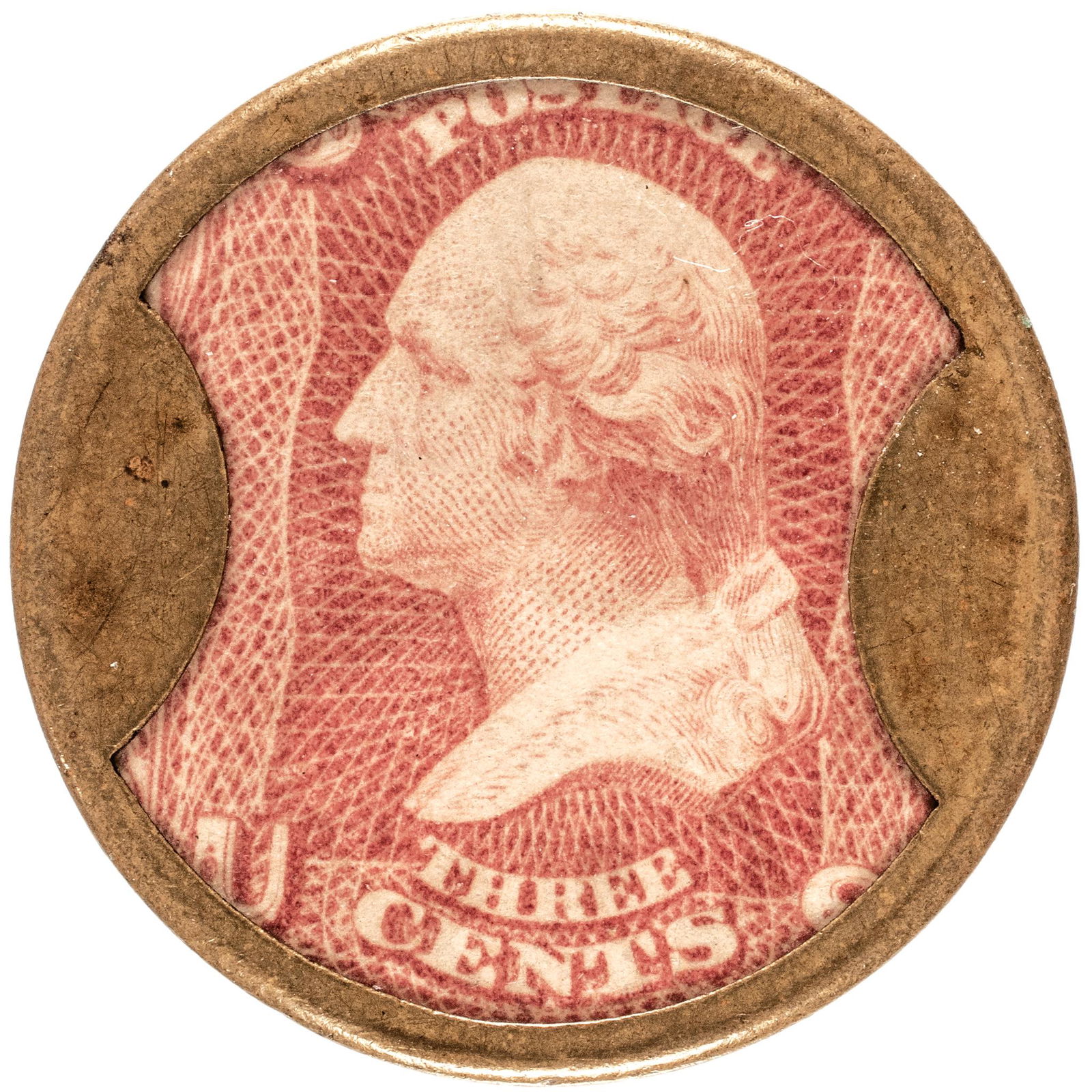 1862 CIVIL WAR, ENCASED POSTAGE