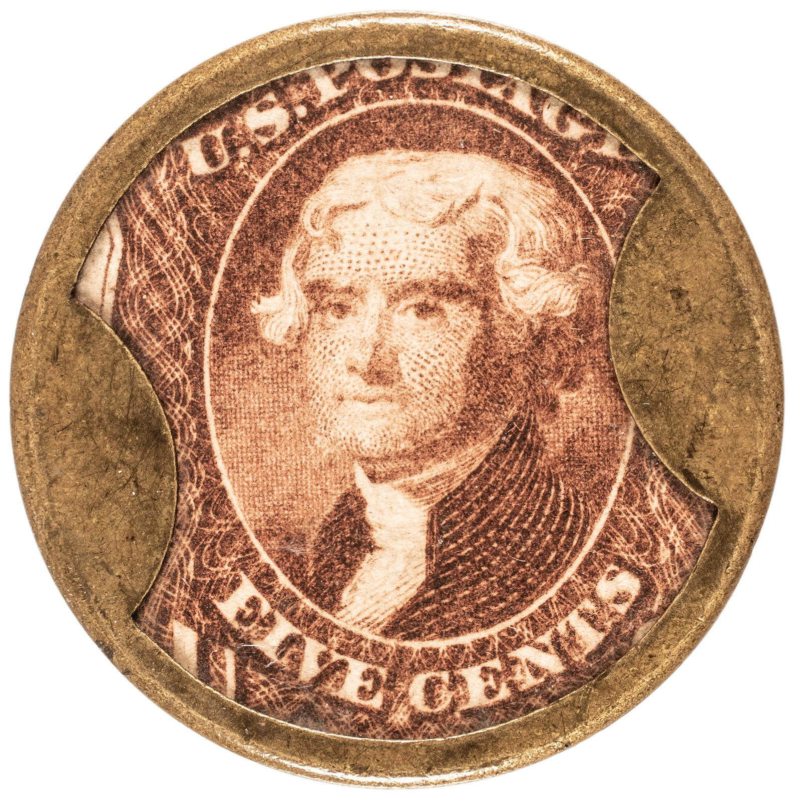 1862 CIVIL WAR, ENCASED POSTAGE