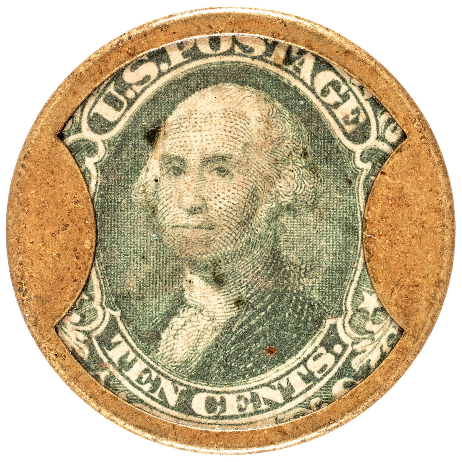 1862 CIVIL WAR, ENCASED POSTAGE