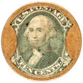 1862 CIVIL WAR, ENCASED POSTAG