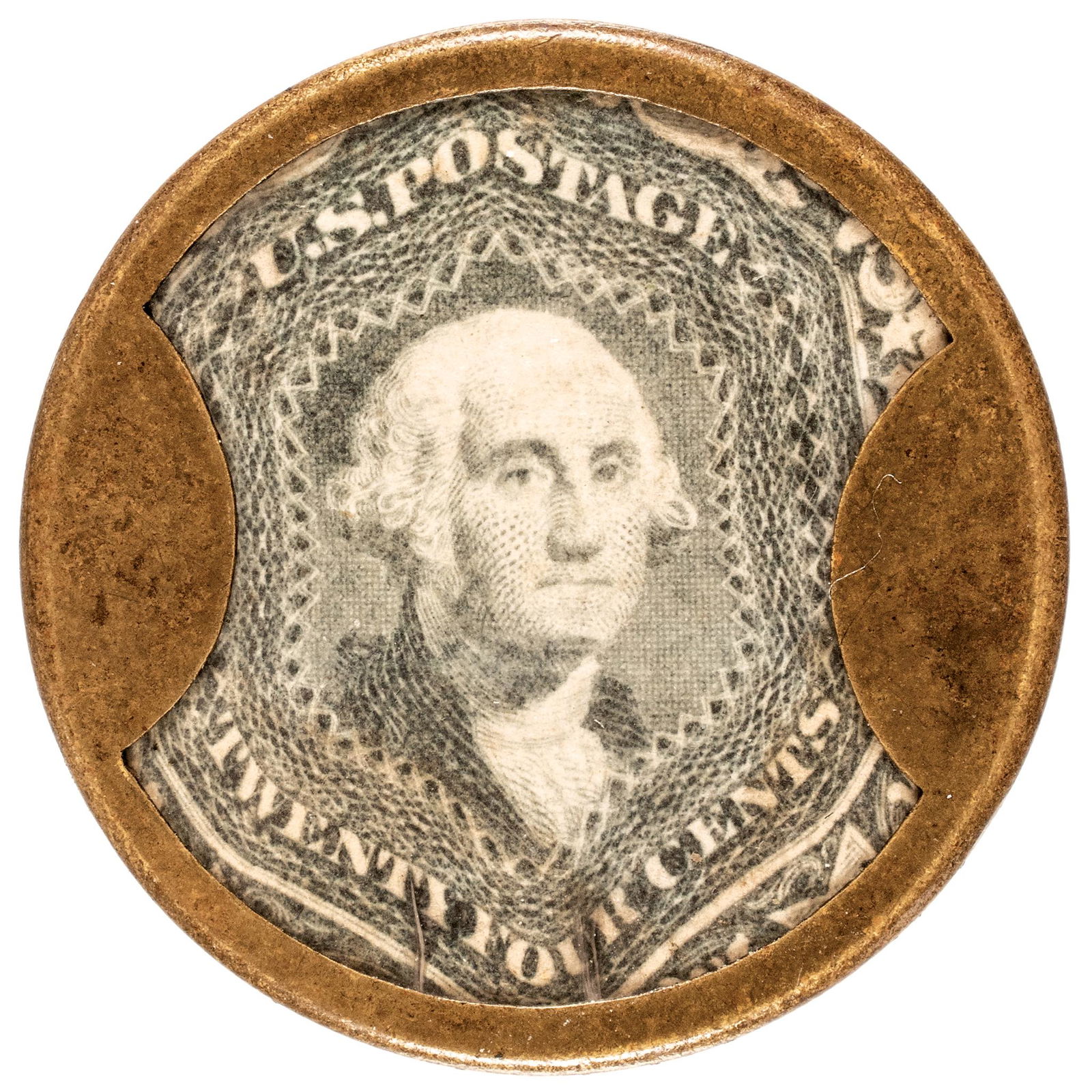 1862 CIVIL WAR, ENCASED POSTAGE