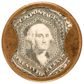 1862 CIVIL WAR, ENCASED POSTAG