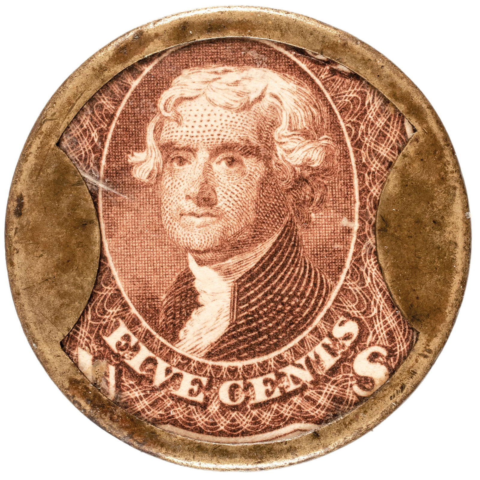 1862 CIVIL WAR, ENCASED POSTAGE