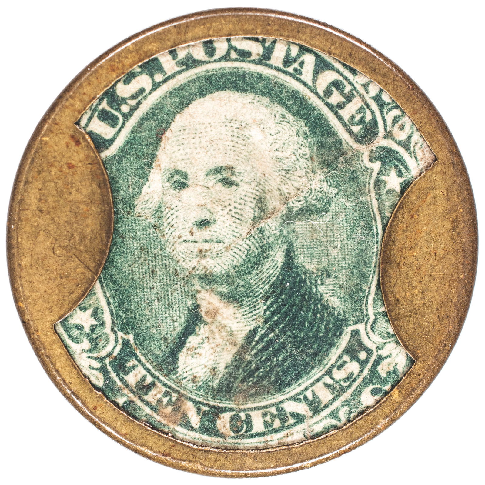 1862 CIVIL WAR, ENCASED POSTAGE