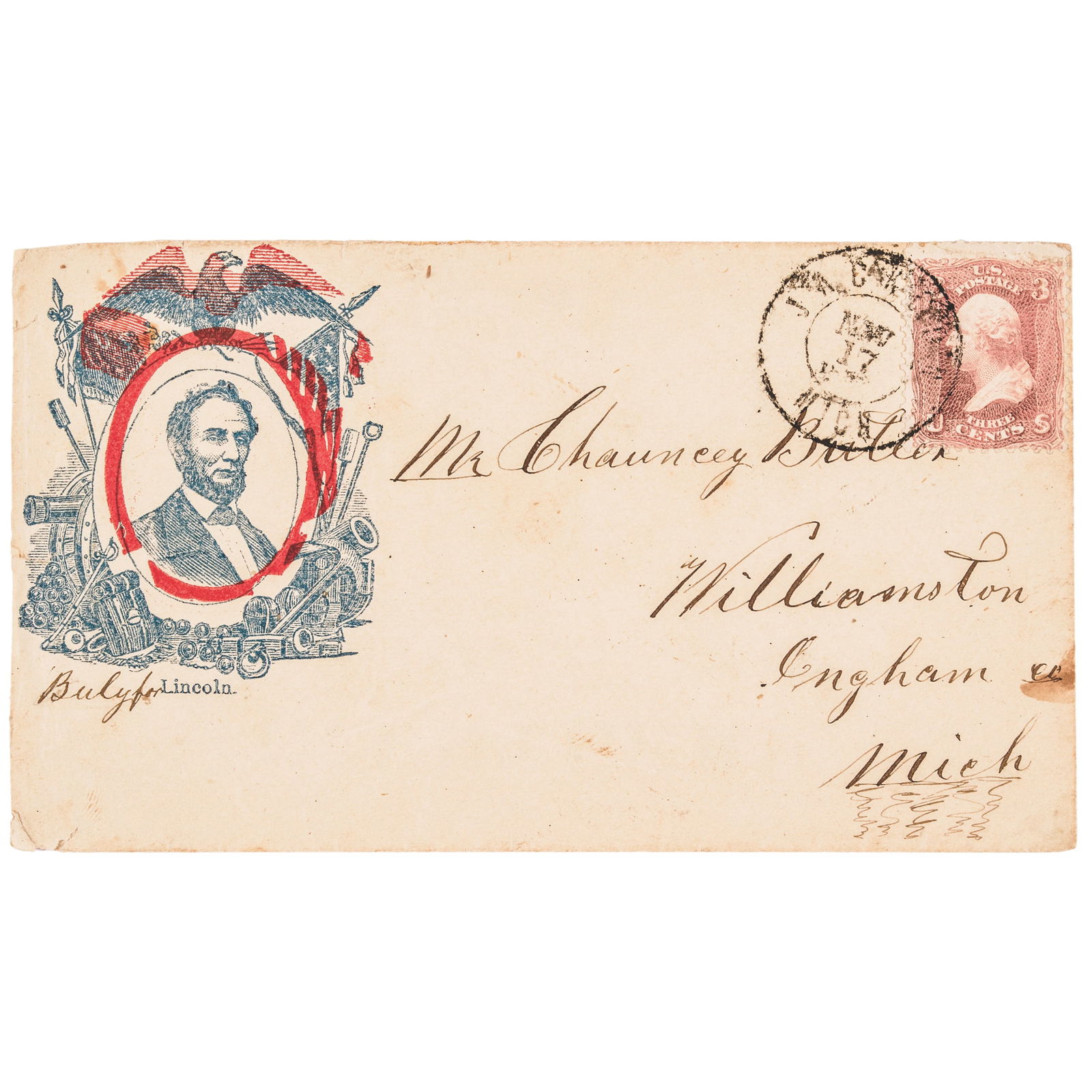 1862 CIVIL WAR POSTAL COVER WITH: