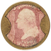 1862 ENCASED POSTAGE STAMP. J.