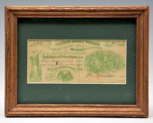 1862 SOLDIERS BOUNTY WARRANT,