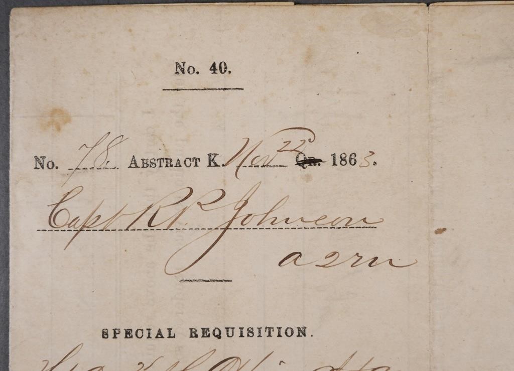 1863 CIVIL WAR REQUISITION