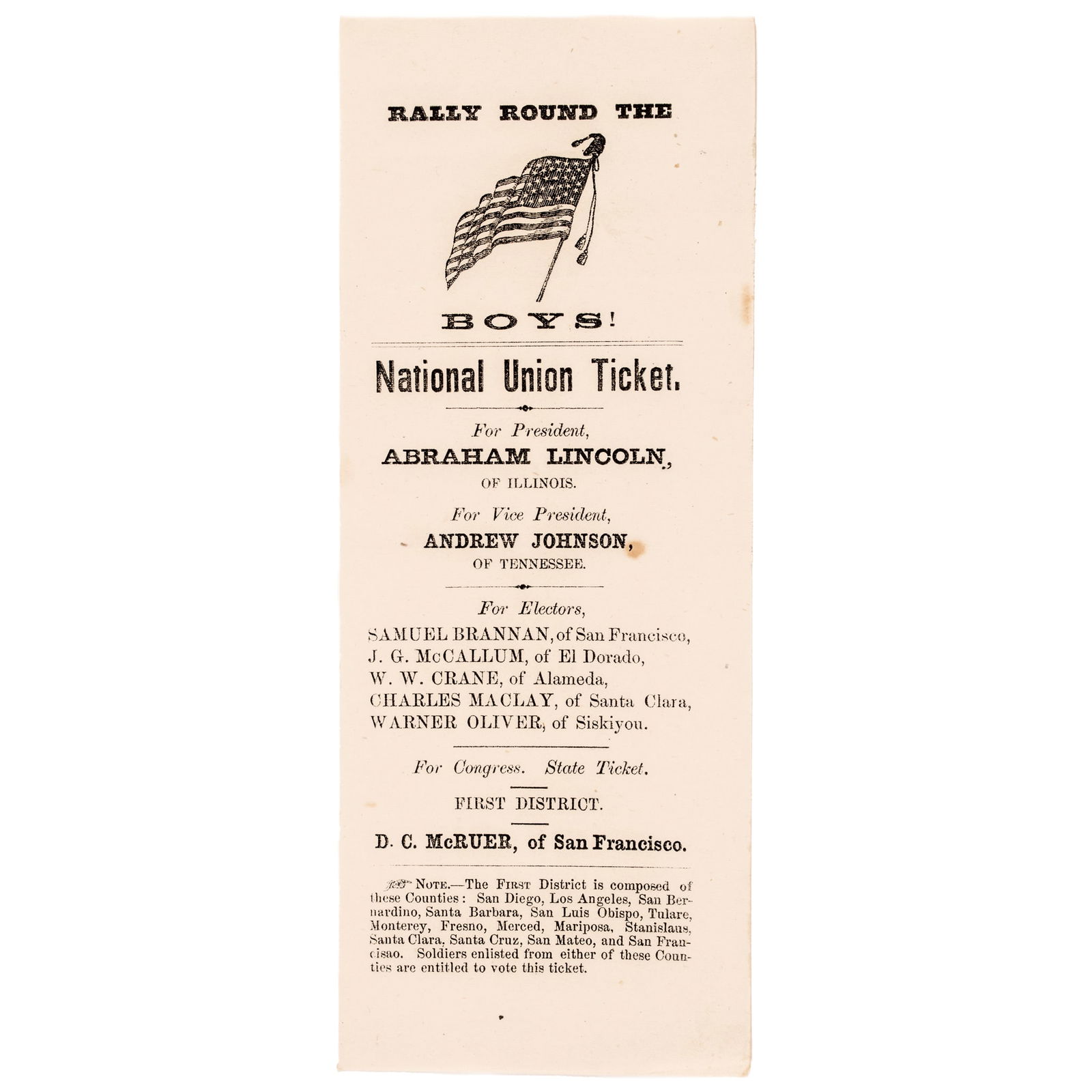 1864 ABRAHAM LINCOLN PRESIDENTIAL