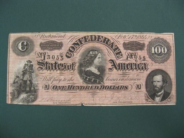1864 Confederate $100.00 Note