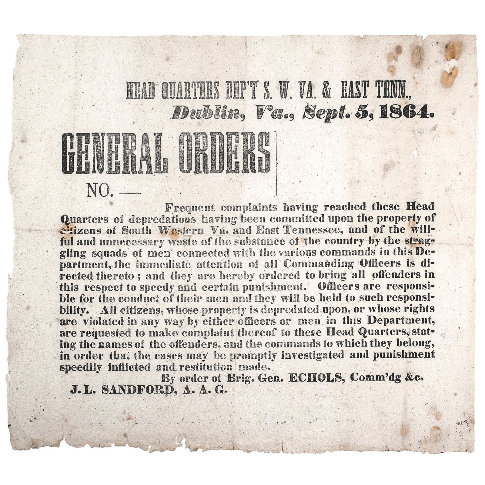 1864 DUBLIN, VA. CONFEDERATE