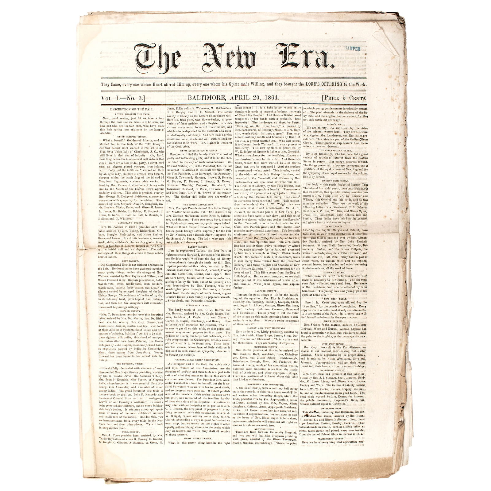 1864 EIGHT ISSUES OF BALTIMORE