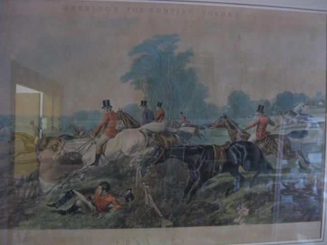 1864 Fox Hunt Engraving handcolored
