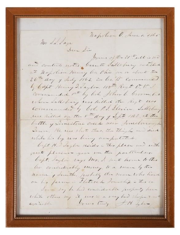 1865 CIVIL WAR LETTER, WAR