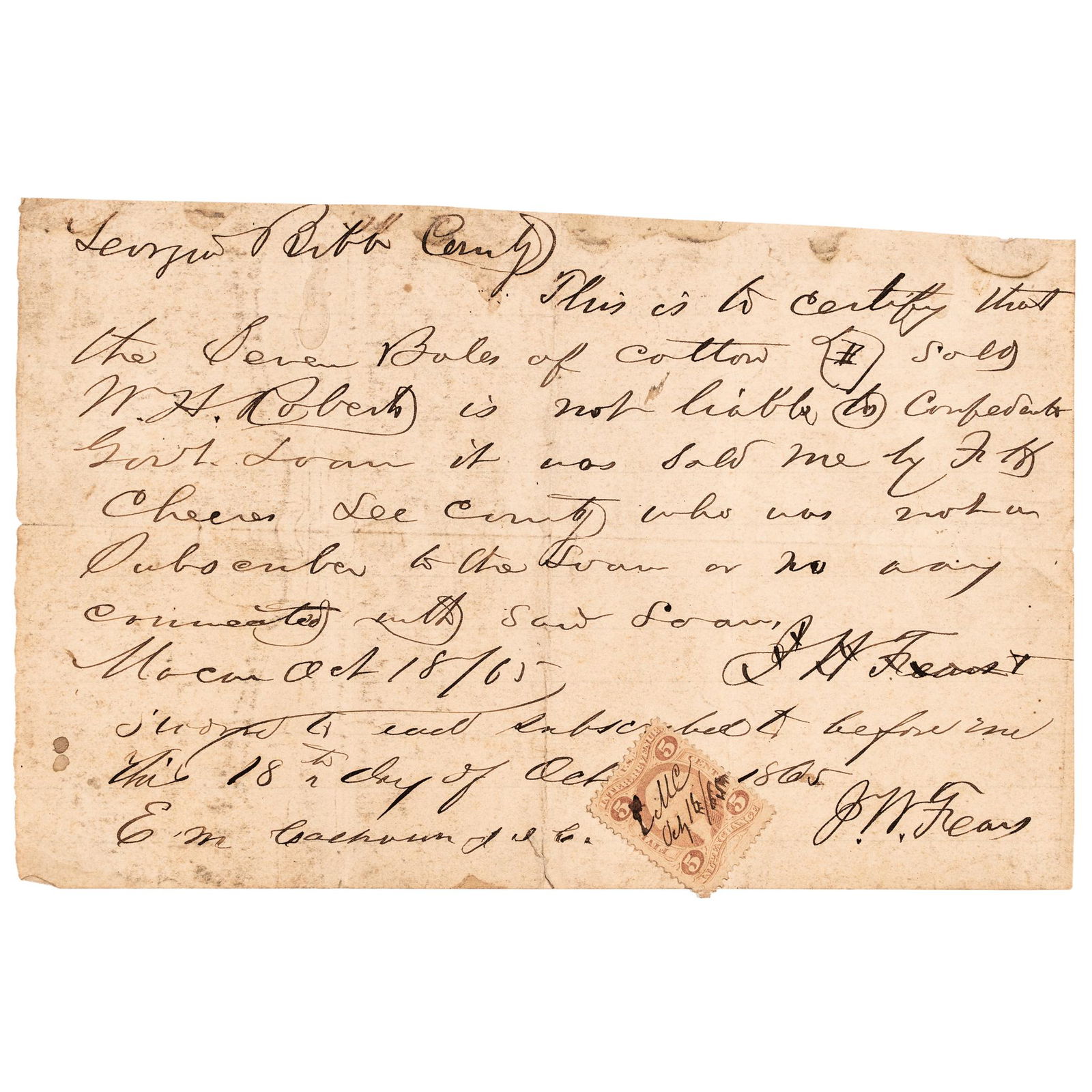 1865 CONFEDERATE GEORGIA