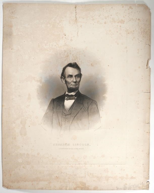 1865 ENGRAVING OF LINCOLN, BRADY