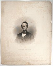 1865 ENGRAVING OF LINCOLN, BRA