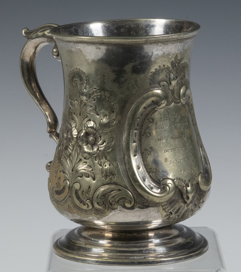 1865 SILVER-PLATE SAILING TROPHY,