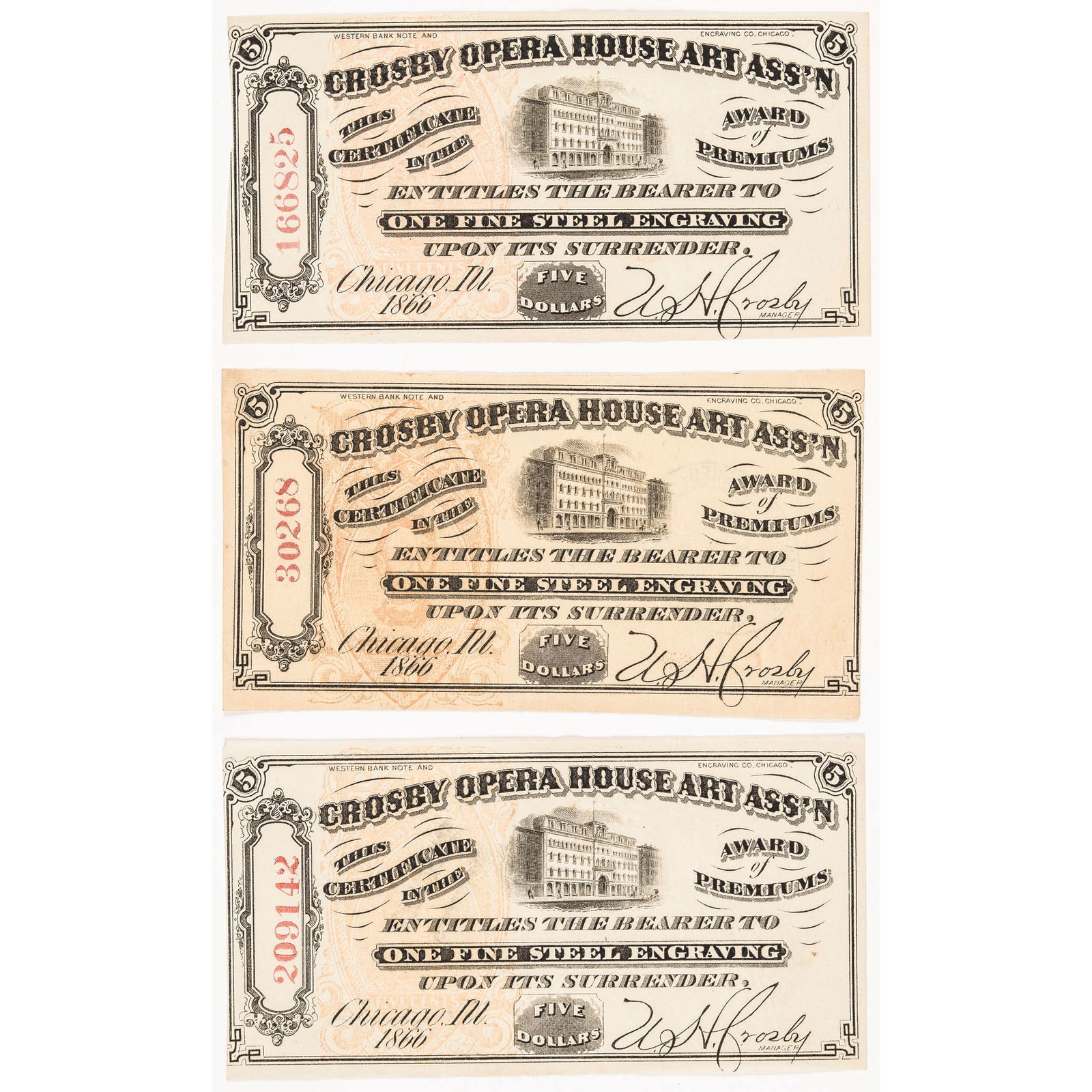 1866 LOT OF THREE (3) CROSBY