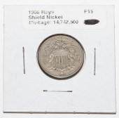 1866 WITH RAYS SHIELD NICKEL F
