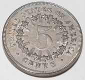 1866 WITH RAYS SHIELD NICKEL X